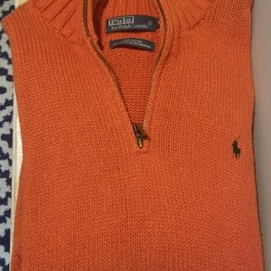 Men's Orange Half Zip Ralph Lauren Sweater XL